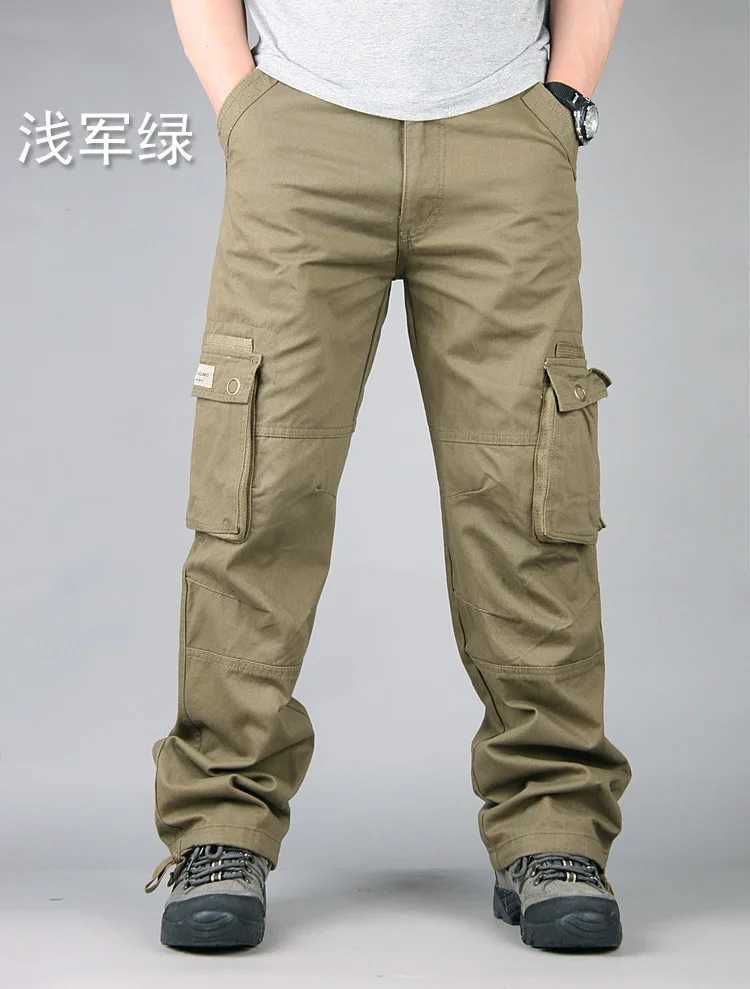 Mens military uniform pants tactical pants solid color multi pocket autumn and winter casual straight shorts mens W241009