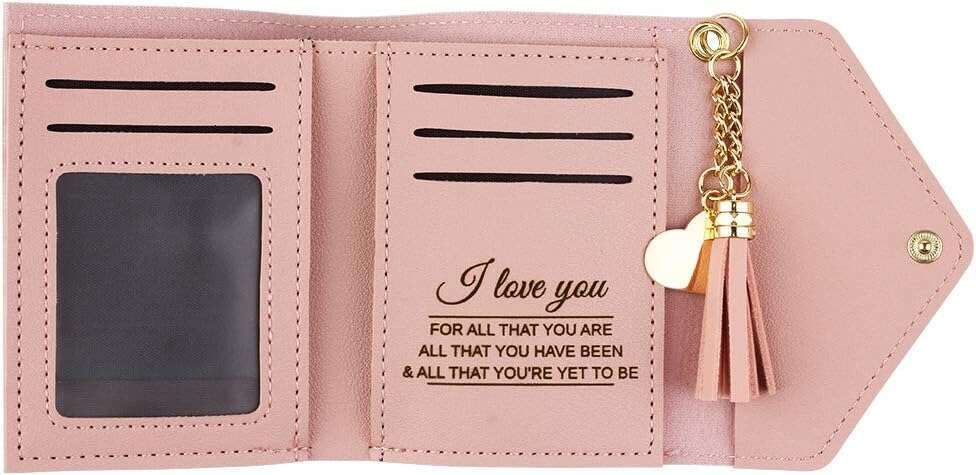 Personalized Engraved Wallets Girls Womens Custom Small Leather Wallet Trifold Purses Daughter Girlfriend Wife Gifts for Birthday, Anniversary, Gradua