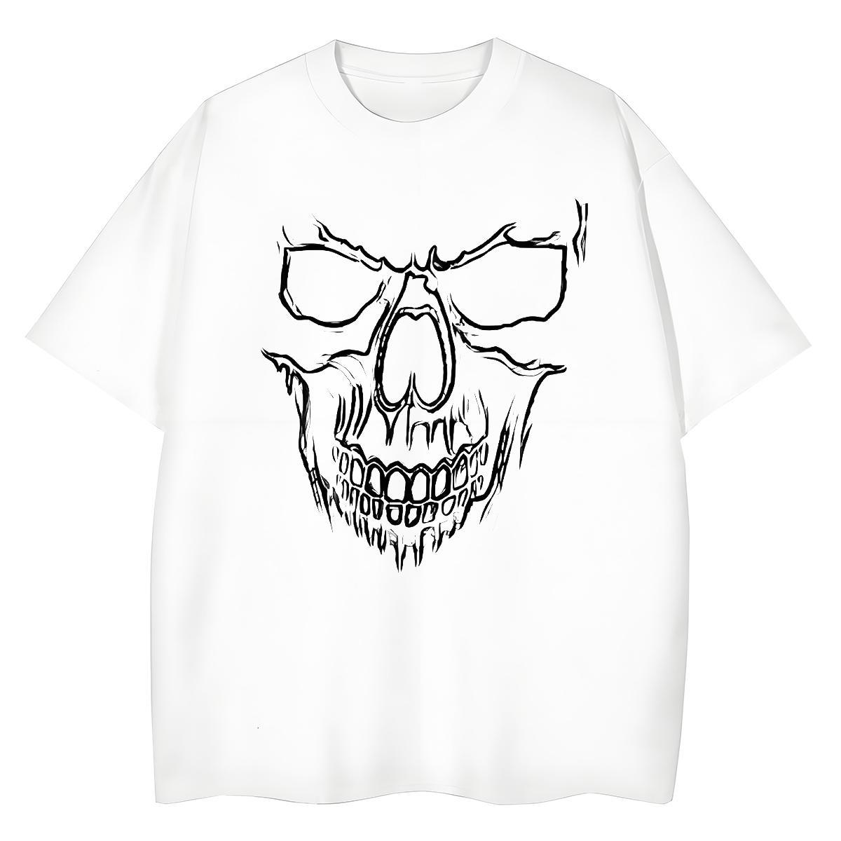 2024 T Shirt For Woman 230g Pure Cotton Short sleeve Soft Sports Street Wear skull Women Tees Loose Anime Clothes Shirt