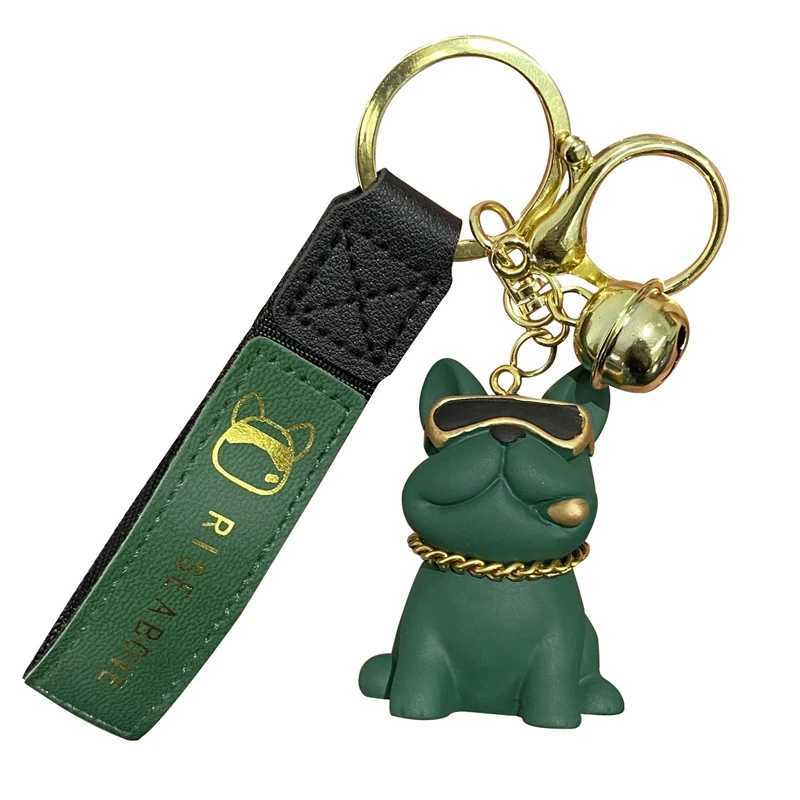 Keychains Lanyards Cute Dog Bulldog Keychain Bag Pendant Resin Battle French Keychain Colorful Car Anime Keychain Female Pavilion Jewelry Gift J241010