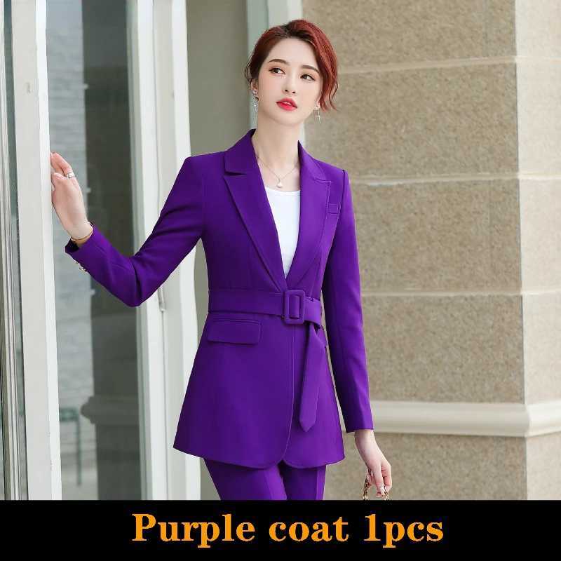 Purple womens Trouser suit business jacket and Trouser professional clothing office suit jacket set pants set womens W241009