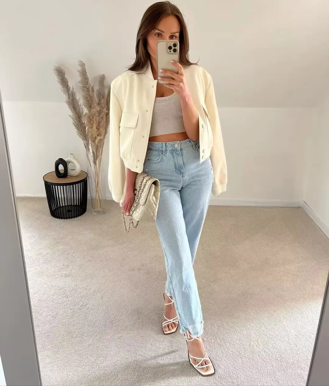 Y2K TRAF Fashion Women Bomber Jacket 2024 Autumn Stand Collar Long Sleeve Outerwear Lady Pockets Single-breasted Coat 241010