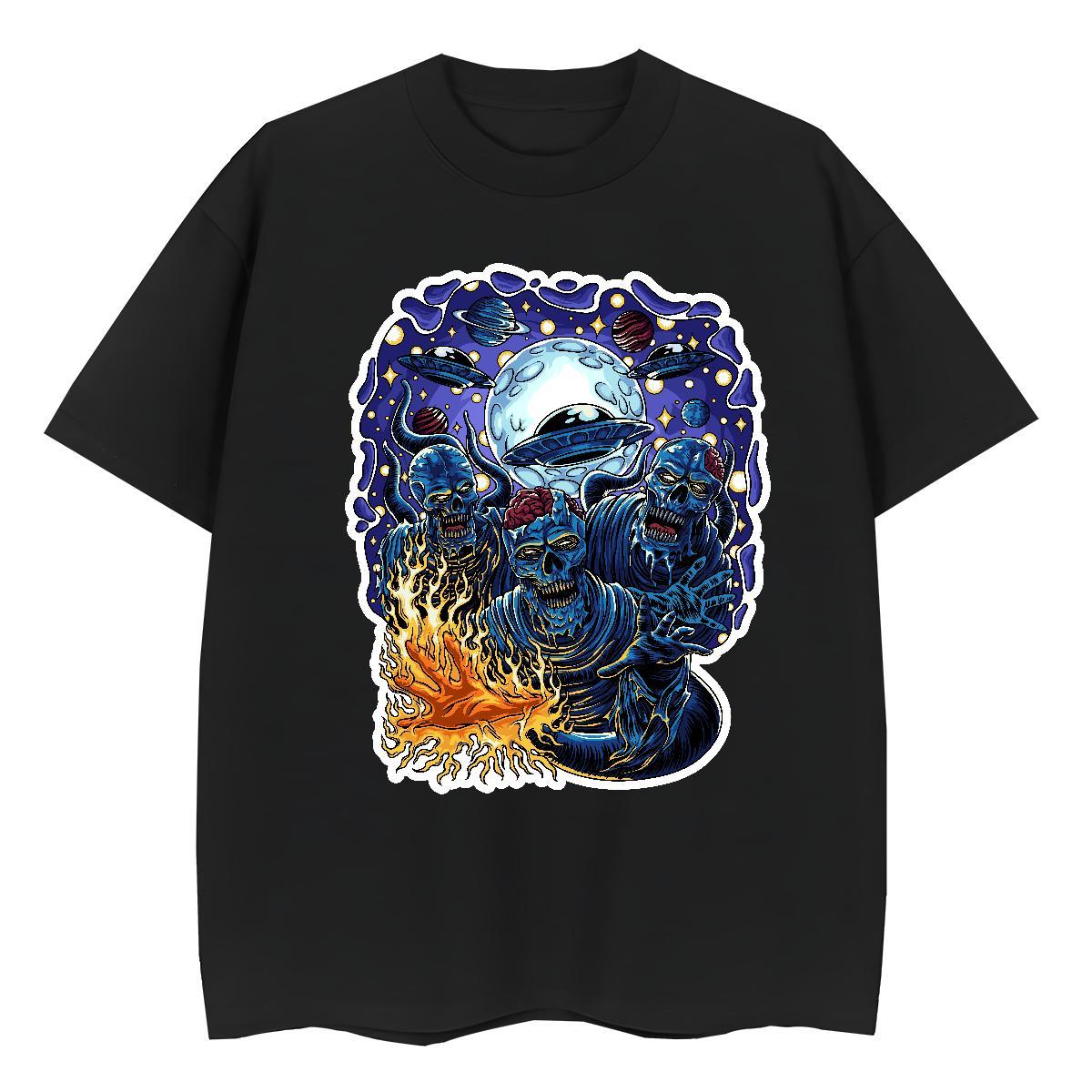 New T-Shirts for Women 100% Cotton 230g Breathable Short Sleeve Spring Summer skull Women Tshirts High quality Custom Printed Tees