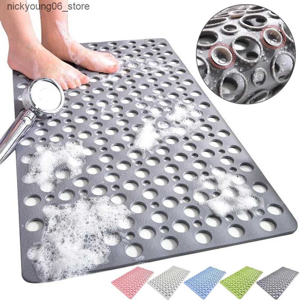 Non-Slip Bath Mats 1PC Extra Porous Large Bath Mat Non Slip Bathtub Strong Suction Anti-Mold TPE Shower Mat Kitchen Bathroom Products 70x38/75x43cm L2