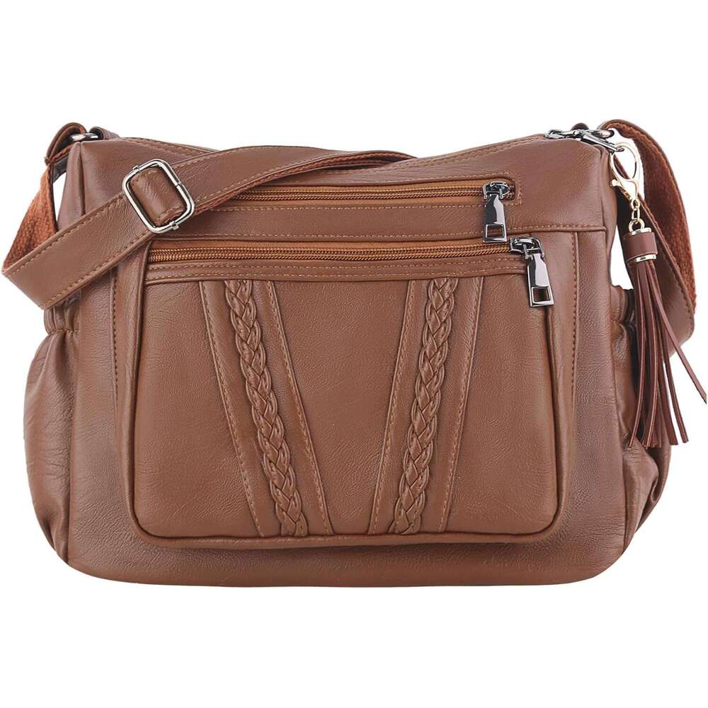 Crossbody Bags For Women Pocketboo Soft PU Leather Purses and Handbags Multi Pocket Shoulder Bag