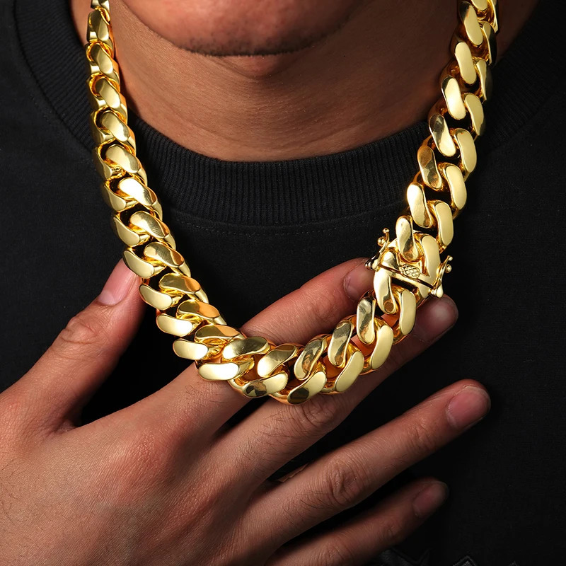20mm Heavy Solid 18K Gold Plated Miami Cuban Link Chains Hip Hop Jewelry Choker Necklaces for Men Wholesale Price 240930