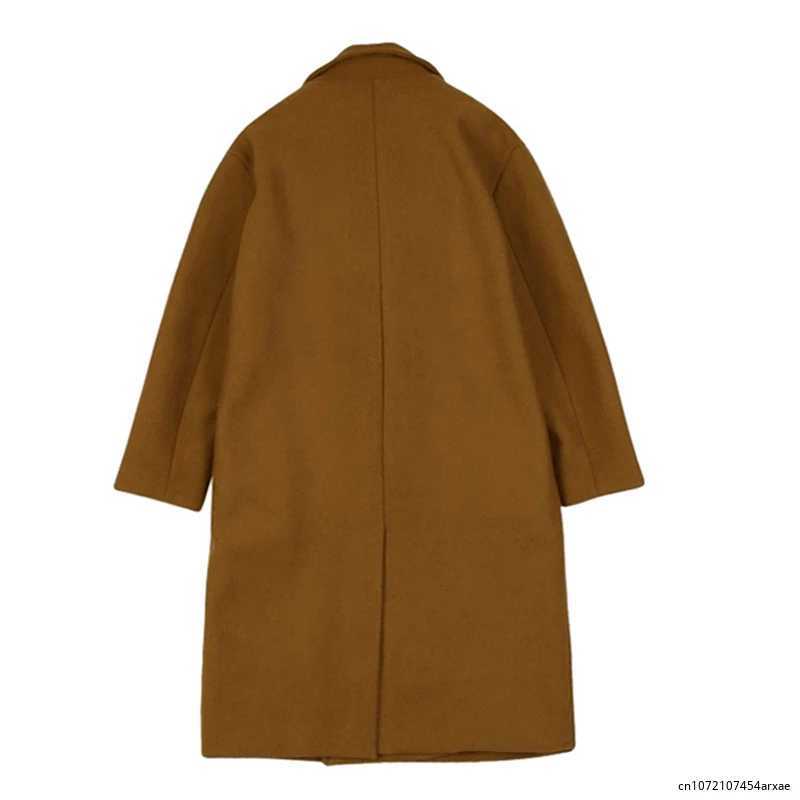 Autumn Winter Fashion Woolen Blends Coat Jackets Men Korean Style Lapel Solid Color Windbreaker Thick British Casual Coat Male LX241010