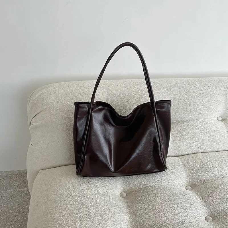 Women Tote Bag Fashion Underarm Pouch Large Capacity Soft Pu Leather Shoulder Retro Crossbody Casual Portable Bucket 241010