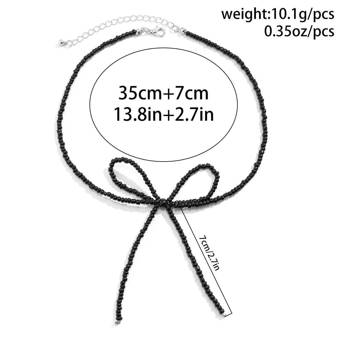 Lacteo Chic Handmade Weave Bowknot Imitation Pearl Necklace for Women Acrylic Seed Beads Choker Neck Chain Jewelry Girls PartyX241009