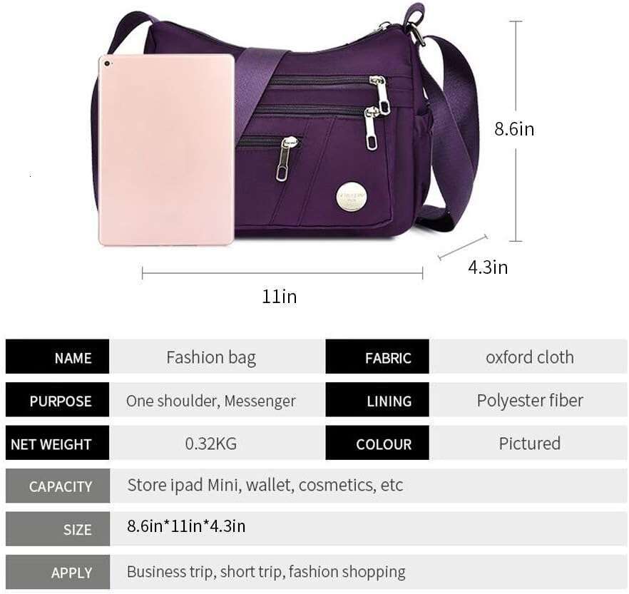 Crossbody for Women Casual Handbags & Shoulder Bags Nylon Tote Lightweight Waterproof Messenger Anti Theft Bag