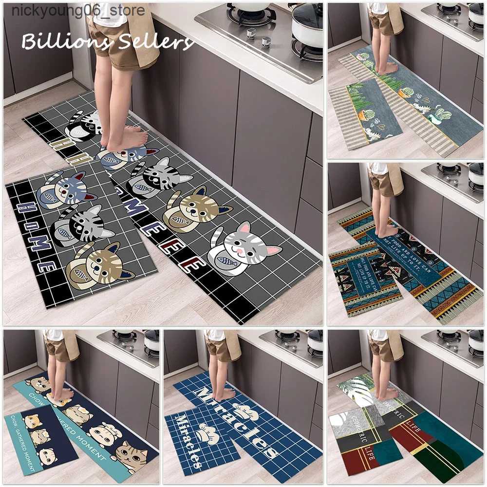 Non-Slip Bath Mats Kitchen Absorbent Mat Non-Skid Waterproof Wipeable Comfort Standing Kitchen Rugs and Mats Wipeable Wash Free Long Strip Carpet L240