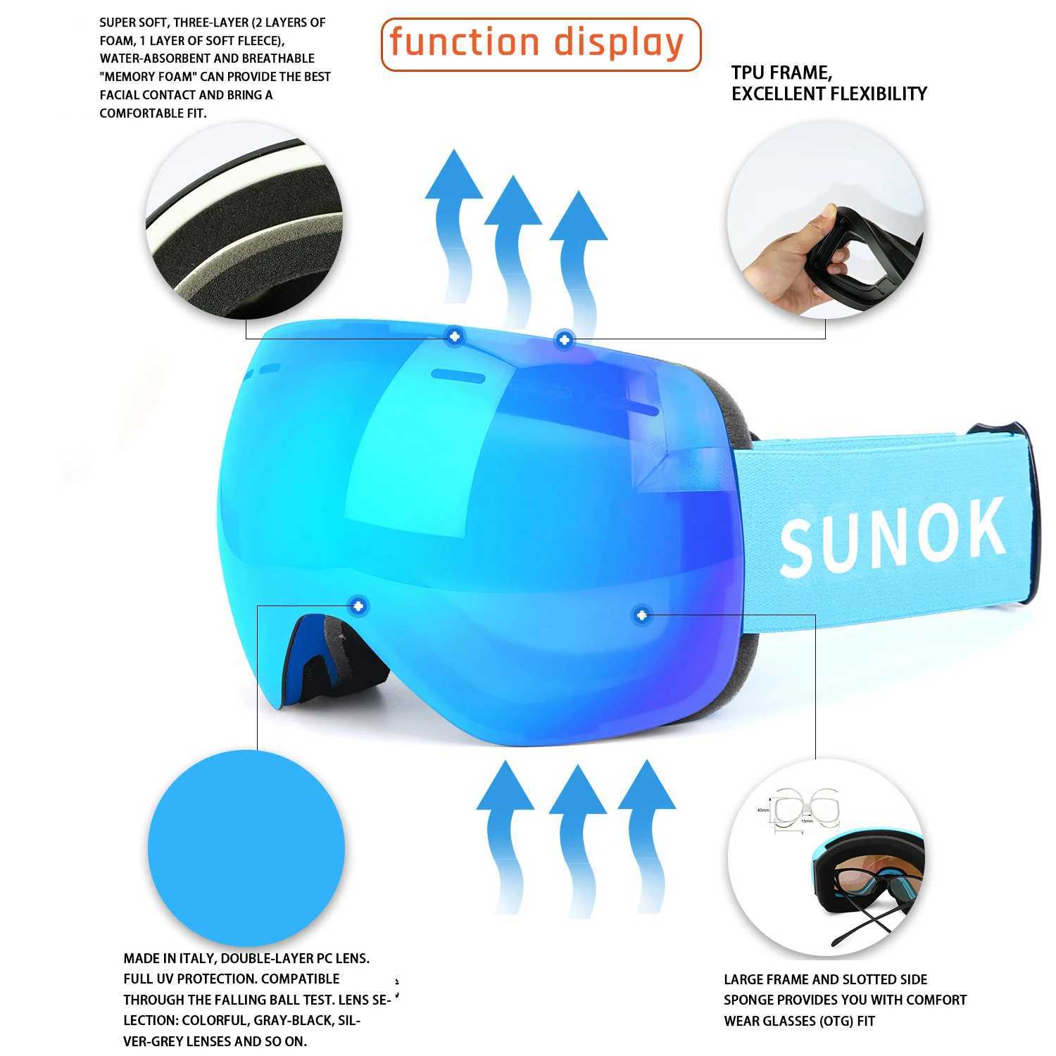 Magnetic Ski Goggles Professional Winter Ski Goggles Double layered Lens Anti fog UV400 Mens Ski Goggles CL241010