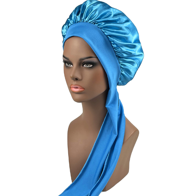 Women Satin Wide-brimmed Sleeping Hat Night Sleep Cap Hair Care Ribbon Bonnet Nightcap Unisex Cap Bonnet Shower Silk Head Wrap
