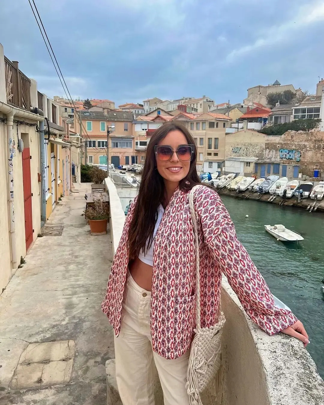 Y2K TRAF Print Quilted Coats for Women 2024 Autumn Long Sleeve Cardigan Cotton Jacket Outerwear Ladies with Pockets Jackets Coat 241010