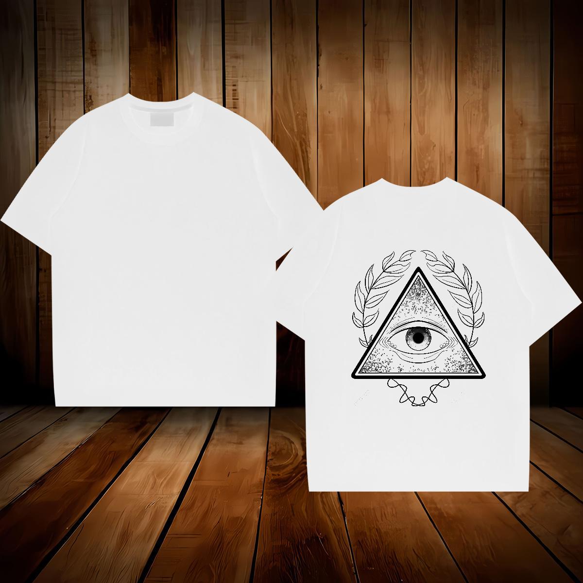 Cool Design T-Shirts for Men 230g Pure Cotton eye of the devil Anime Printing Street Custom Cartoon Breathable Crew Neck Men Clothes T-Shirt DIY Polos