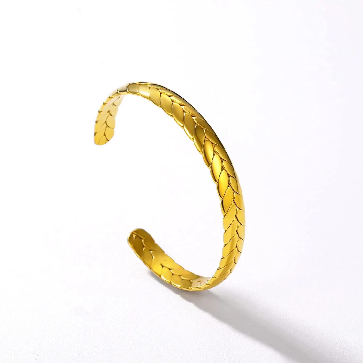 U7 Cuff Bracelet Adjustable Wheat Style 7.7mm Wide Gold Twisted Open Bracelet Suitable for Women Adjustable 240929