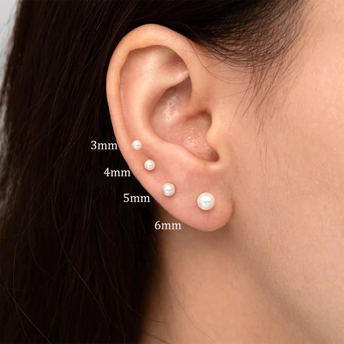 TUPMI Flat Back Pearl Stud Earrings for Women Girls Stainless Steel Small Pearl Cartilage Earrings Hypoallergenic Pearl Screw Back Earrings
