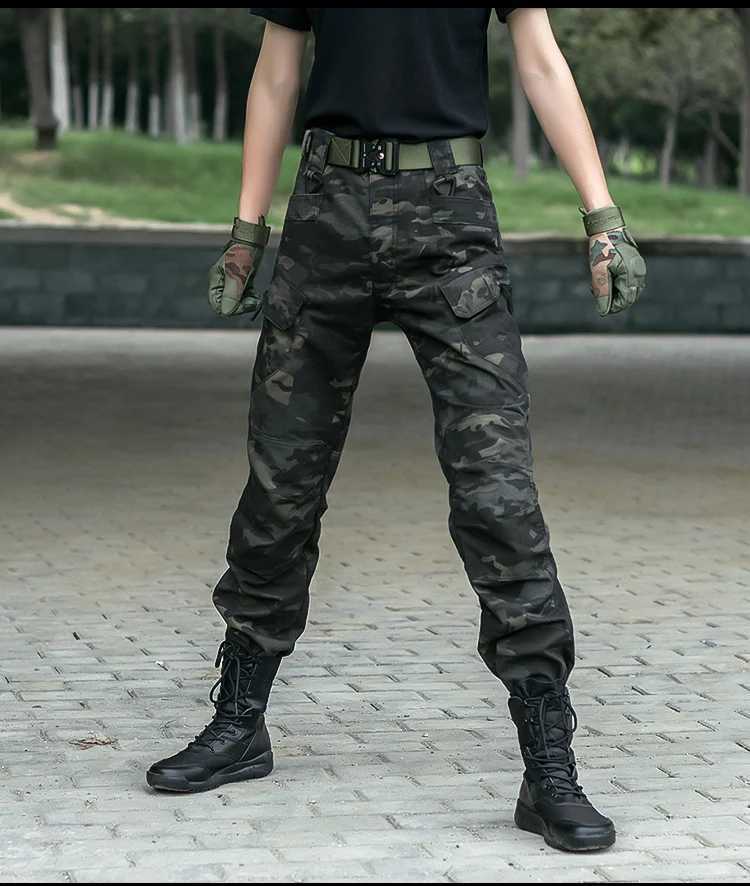 IX7 tactical pants mens pants camouflage pants outdoor training pants with multiple pockets autumn and winter hiking pants W241009