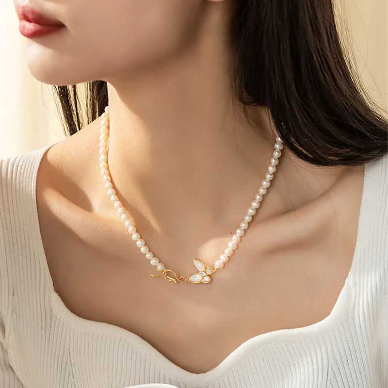 Ladies Light Luxury Elegant Freshwater Pearl Necklace Fashionable and Versatile Unique Design Butterfly NecklaceX241009