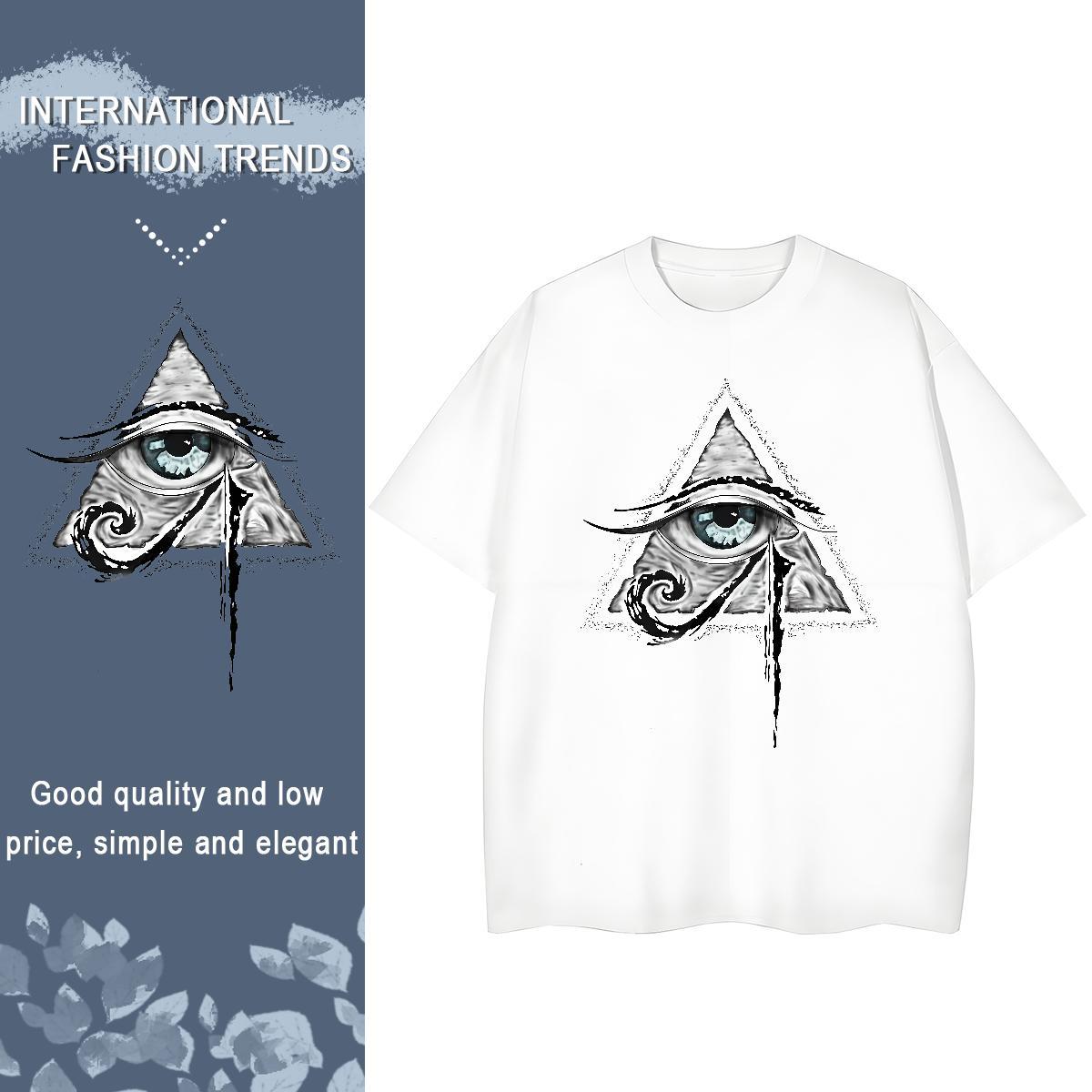 Soft T shirt 100% Cotton 230g eye of the devil Hip Hop DIY Printed O-Neck Short Sleeve Men Tshirts 2024 Summer Tee Shirt