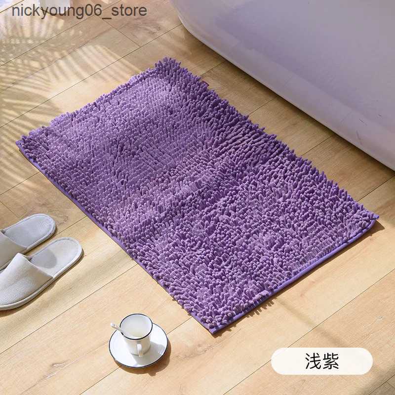 Non-Slip Bath Mats Solid Color Soft Plush Chenille Non Slip Bathroom Bath Mat Water Absorption Floor Door Mat Toilet Rug Home Decoration Carpet L24091