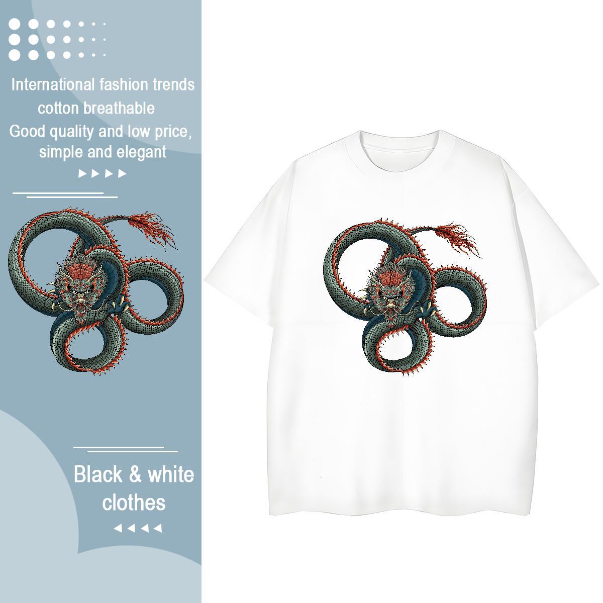 Classic T Shirts Women 230g 100% Cotton O Neck Short Sleeves Casual dragon Lady T shirt Female Cartoon Anime Tshirts