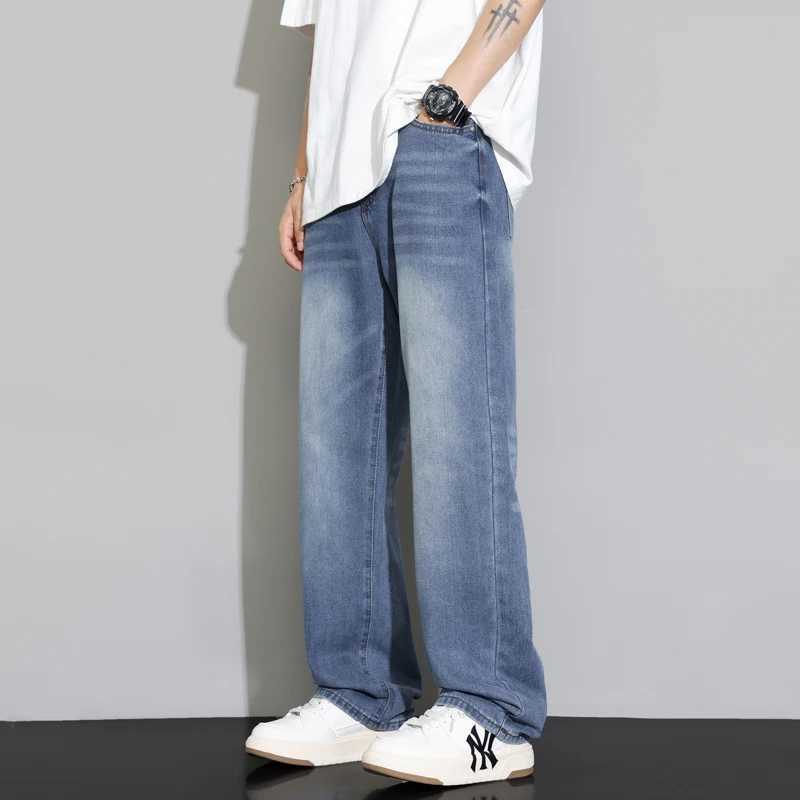 Mens jeans loose and casual fashionable and versatile American denim trendy brand denim pants handsome straight leg pantsX241009
