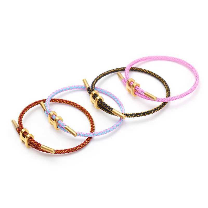 Charm Bracelets ALTERA New Fashion Colorful Charm Adjustable Bracelet Simple Stainless Steel Rope Bracelet Female BFF Couple Jewelry Gift J241010