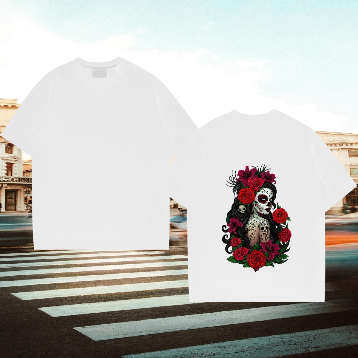 Loose Fit T Shirt For Man 230g 100% Cotton flower Street Casual Oversized Short Sleeve Soft Mens Tshirts Fashion Design Clothings