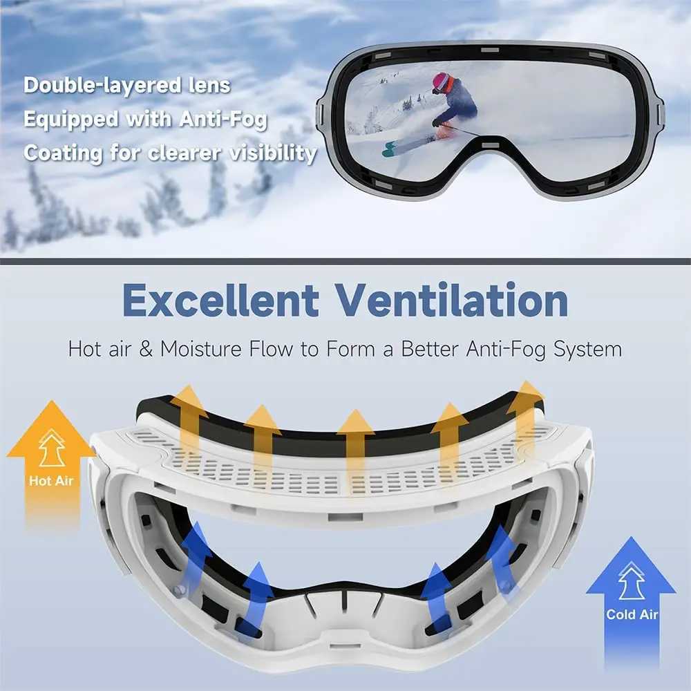 Findway adult magnetic ski goggles 100% UV400 protection anti fog ski goggles OTG designed specifically for both male and female teenagers CL241010