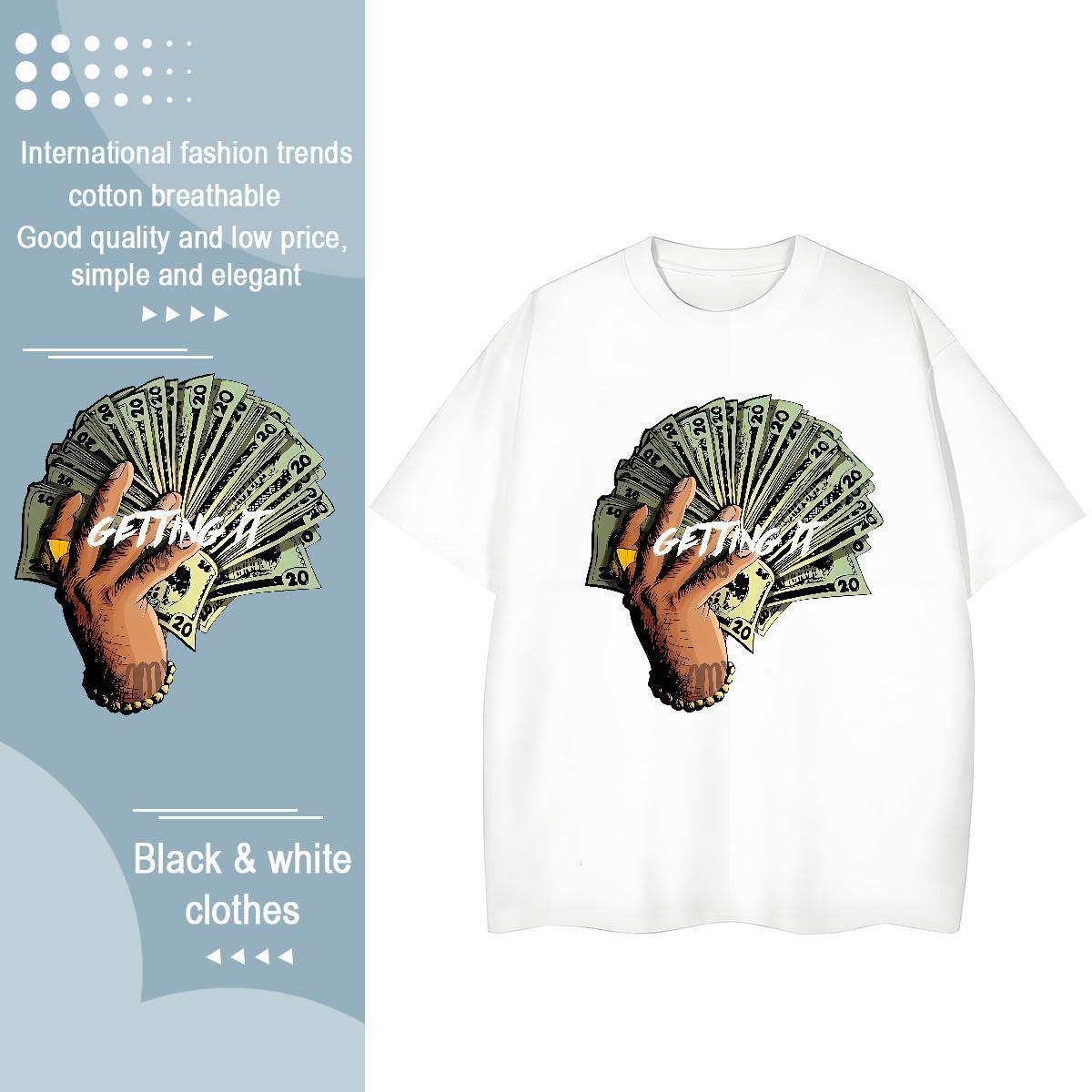 Fashion New T Shirts Women 230g 100% Cotton Crew Neck Daily Outfit money Women Tshirts Unisex Customized Polos