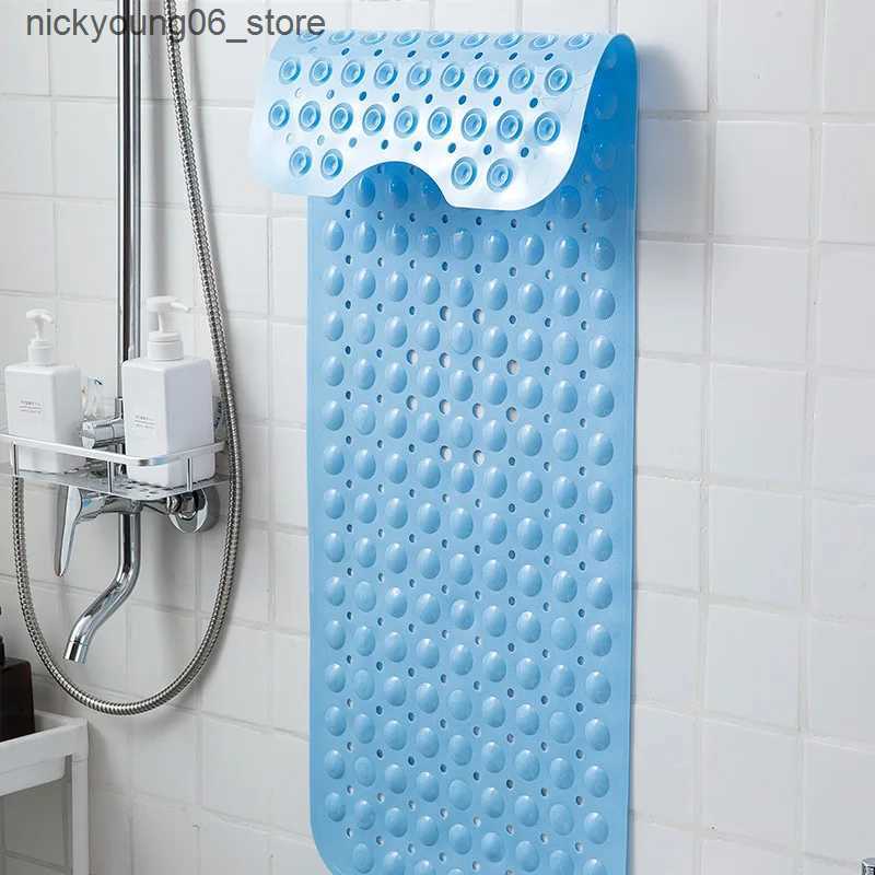 Non-Slip Bath Mats 40x100cm Bathtub Mats Anti-Skid Color Shower Mat With Sucker Non-Slip Bath Mat Soft Massage Pad Kids Elder Bathroom Carpet Rug L240