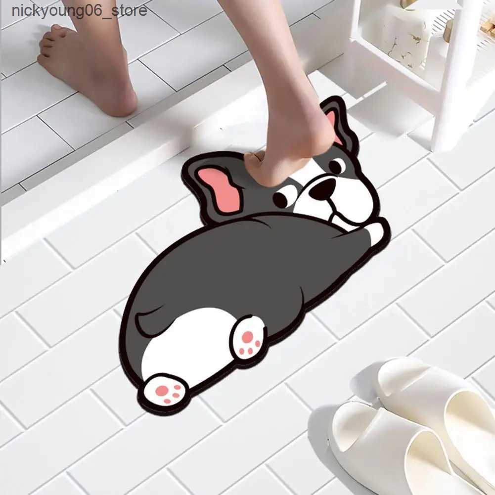 Non-Slip Bath Mats Cute Dog Panda Super Absorbent Bath Mat Non-slip Quick Drying Rubber Cartoon Animal Shower Rug for Home Floor Mats Toilet Carpet L2