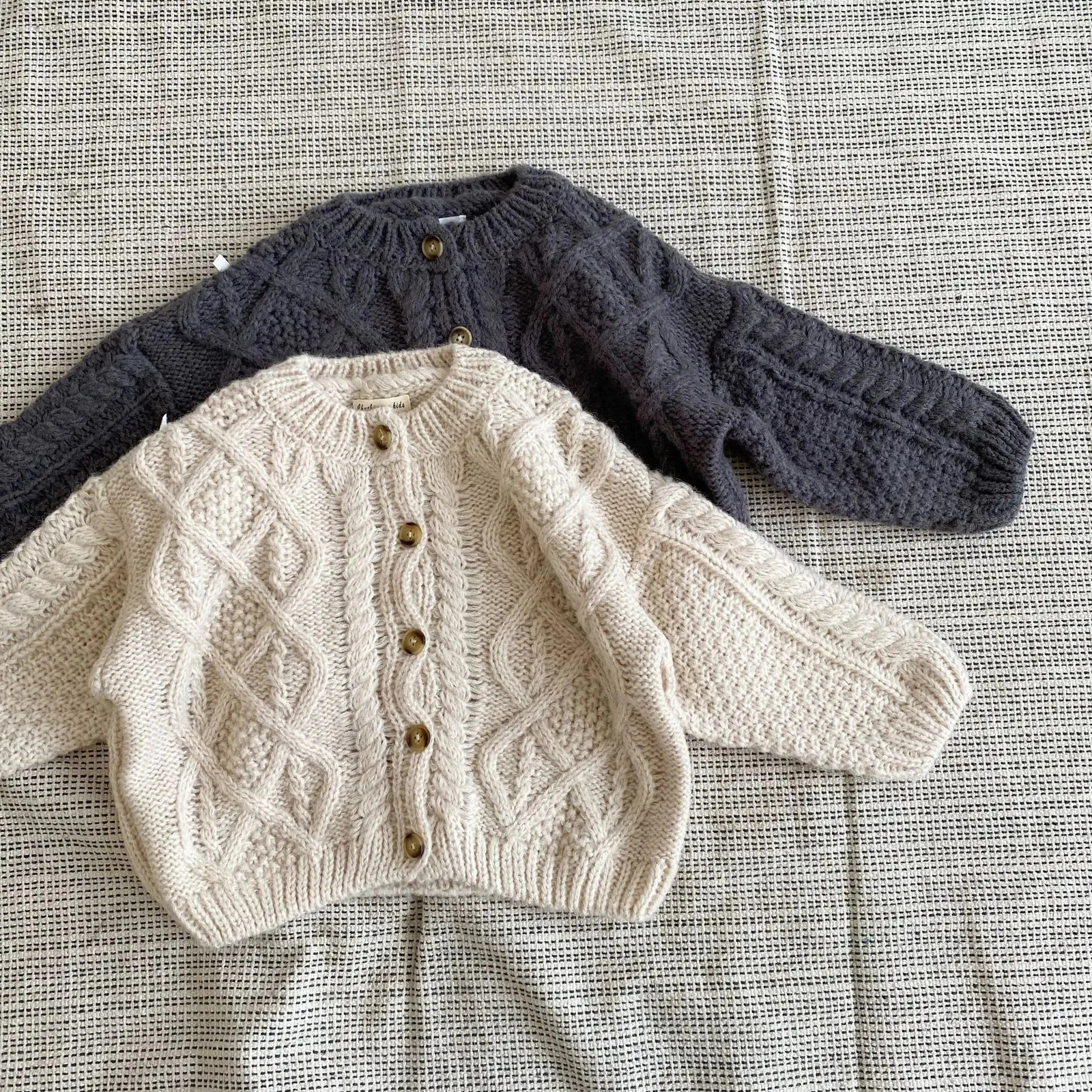 childrens sweaters cardigans autumn and winter baby jackets wool and linen vintage cardigans boys and girls jackets 241008