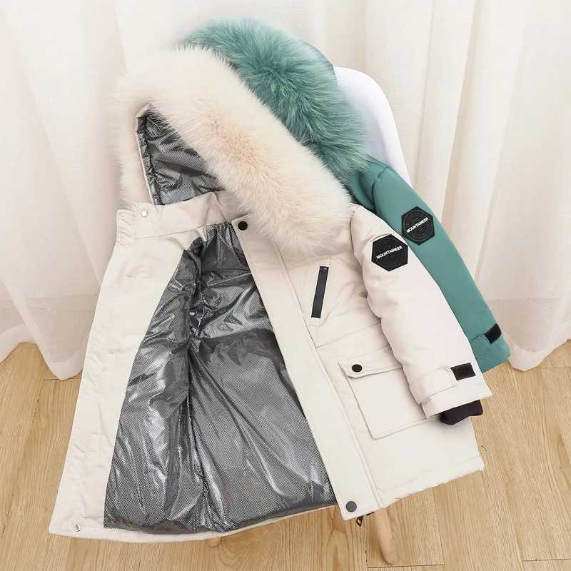 Down Coat Raise Boys Winter Parka -30 C Russian Thick Warm Baby Coat 2-12 Year Old Youth Bright Lined Chiffon Coat H241010