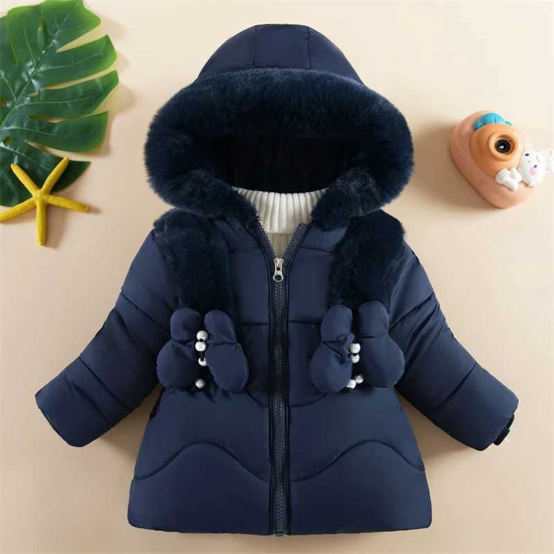 Down Coat Baby girl apron childrens fashion winter thick jacket 2024 new hoodie cotton casual trend park H241010