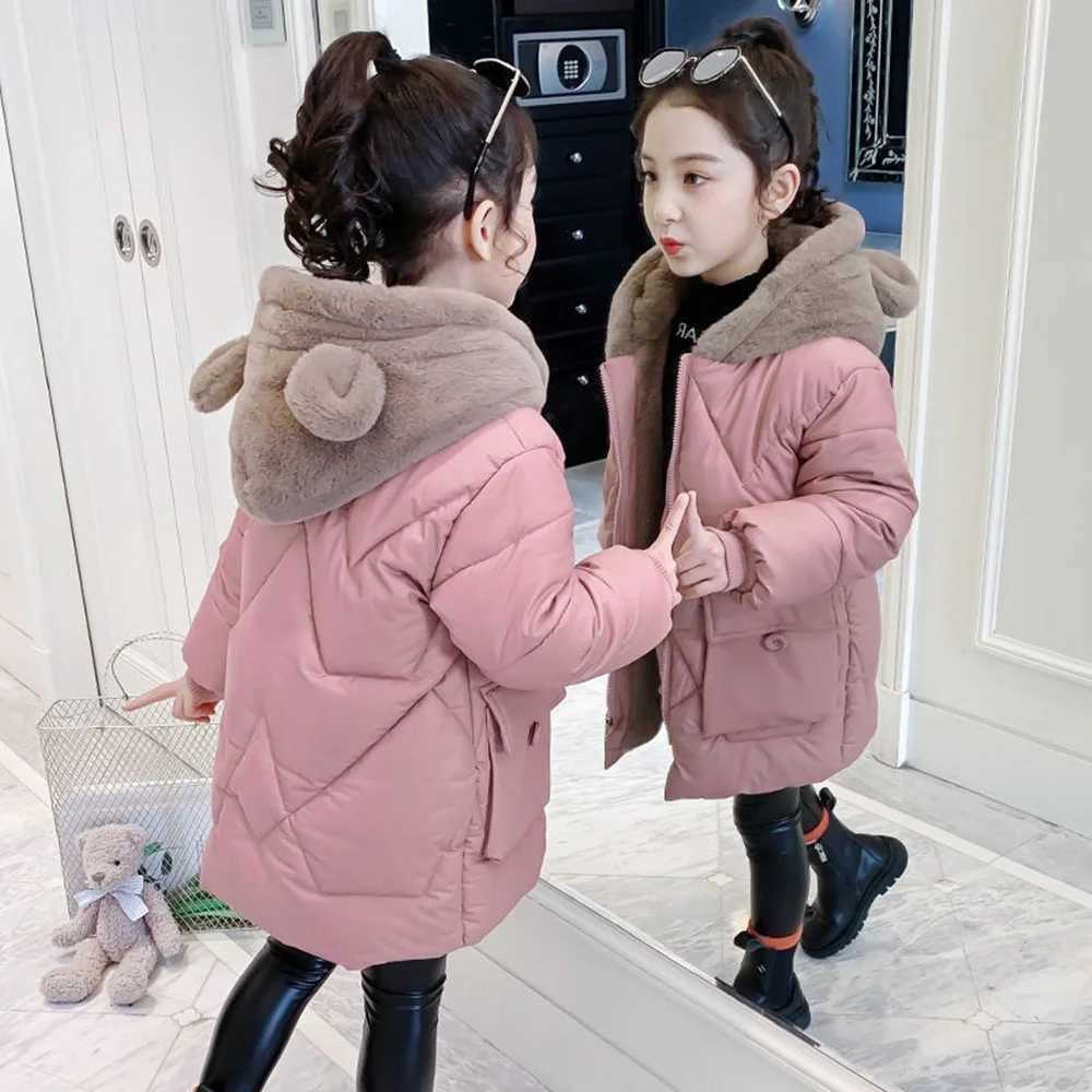 Down Coat -30 degrees Children Winter Down Cotton Jacket Plus velvet Girl Clothing s Clothes Thick Parka Hooded Coat Snowsuit Outerwear H241010