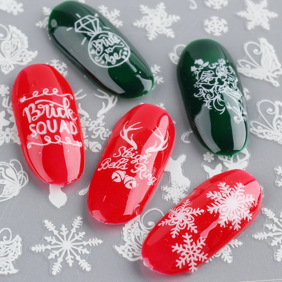 Luminous Christmas Glow 3D Stickers Winter Snowflakes Holiday Year Nail Art Accessories Stickers ZY01-18 241008
