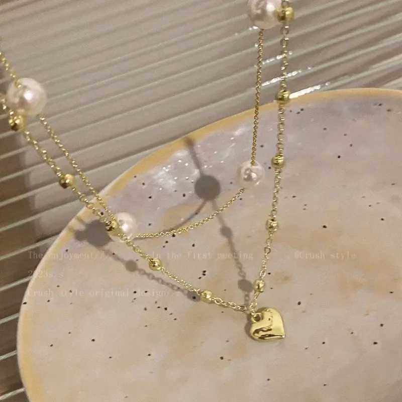 Fashion Unique Design Elegant and Exquisite Double-layer Pearl Love Pendant Necklace Women Jewelry Wedding Party Premium GiftX241009