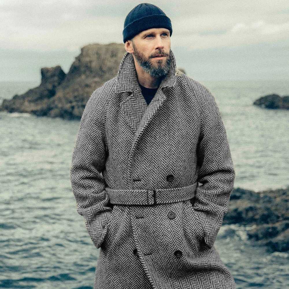 Mens autumn and winter mid-length woolen British style sub-coat new double-breasted quilted thickened mens warm coat LX241010