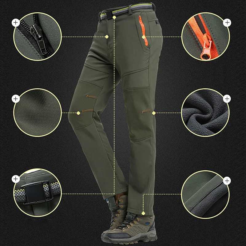 LNGXO Winter Warm Wool Pants Mens Waterproof and Windproof Cargo Pants Hiking Camping Climbing Hikers W241009