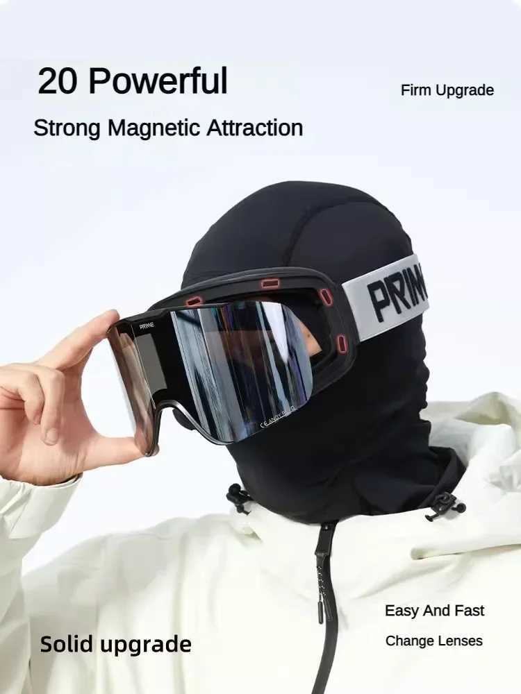 PRIME 2024 new magnetic ski goggles for women anti fog sled goggles outdoor winter motorcycle and bicycle goggles CL241010
