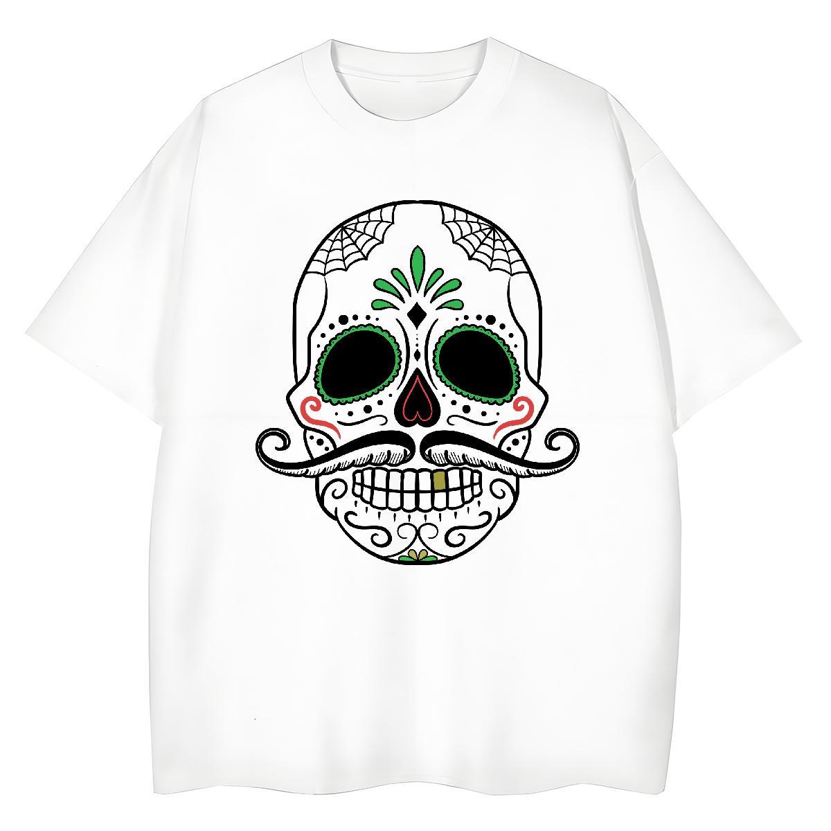 TOP Quality T-Shirts for Men 230g Pure Cotton skull Beach Custom Print Plus Size Breathable Soft Couples T Shirts Factory Direct Tee Shirt