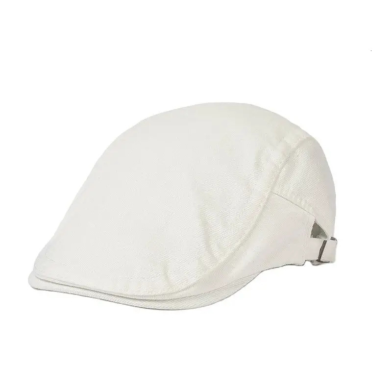 Cotton button flat top hat for men and women painters beret 241009