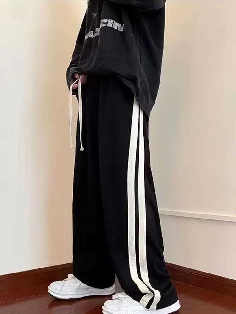 Summer striped mens and womens fashion brand Vibe wide leg casual pants loose straight leg casual sports pants from the United States W241009
