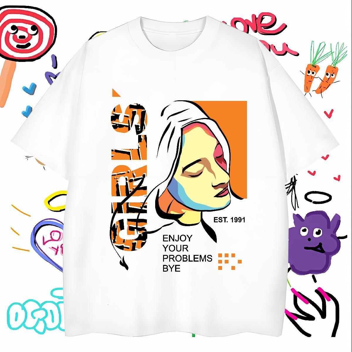 Unisex T Shirt For Man 230g 100% Cotton portrait Street Wear Plus Size Custom Breathable Short Sleeve Tshirts Designer Fashion Top Tees