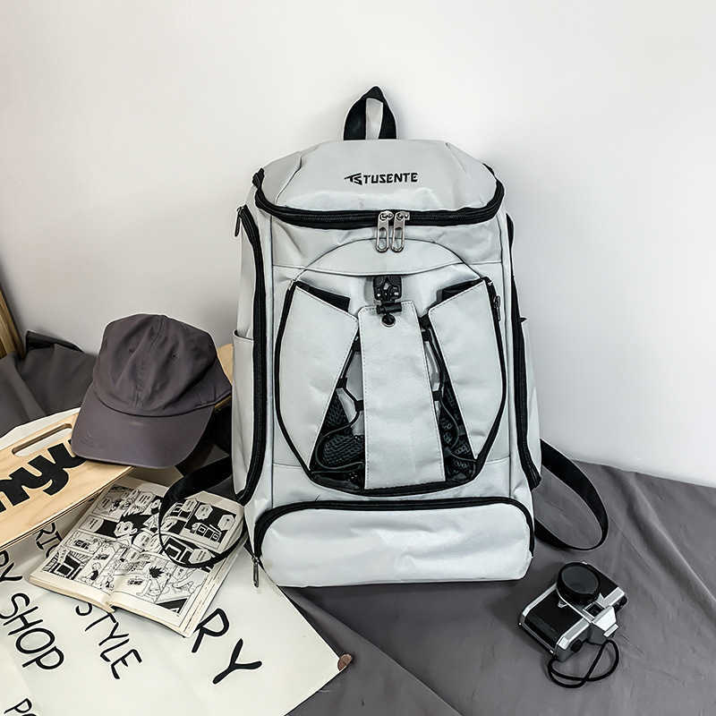 trendy sports backpack for men, large capacity outdoor travel backpack, independent shoe compartment, basketball and football training bag 241015