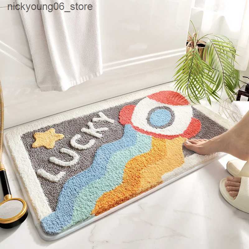 Non-Slip Bath Mats Cartoon Space Series Bath Mat Super Soft Absorbent Fiber Foot Mat Thick Flocked Quick-drying Non-slip Bathroom Rug L240910