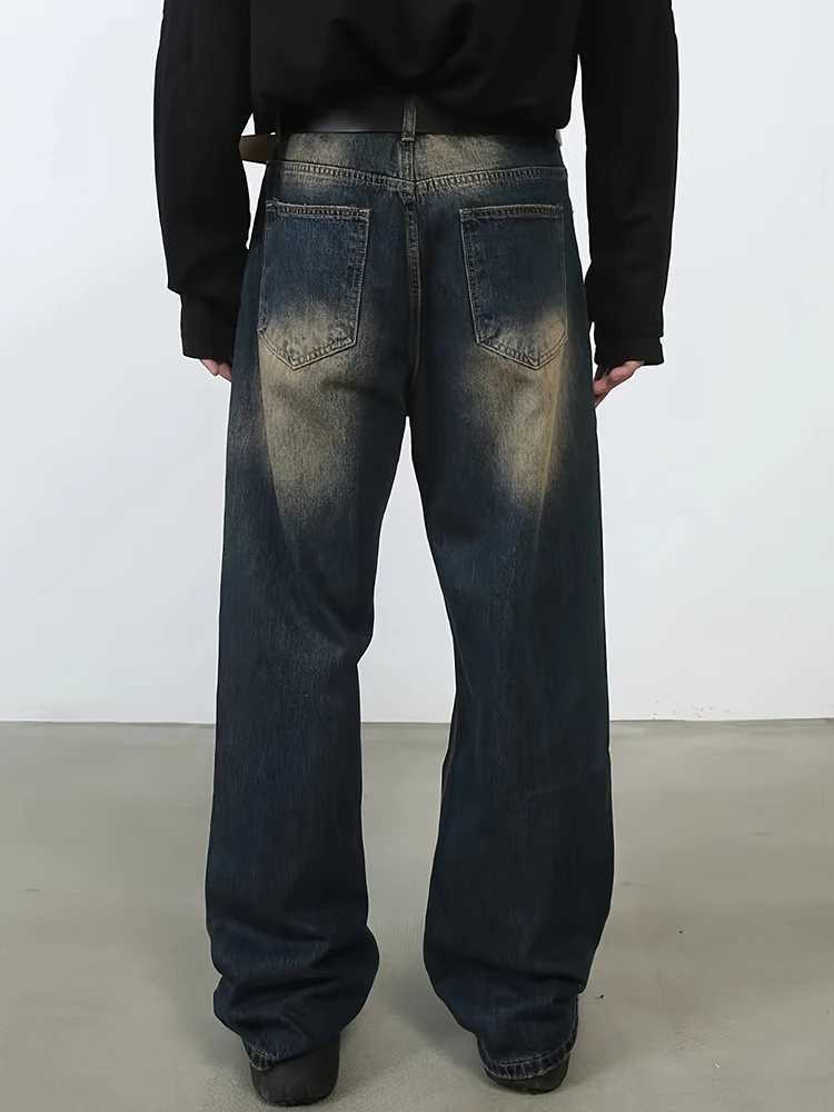 Mens Vintage Jeans Fashion Straight Wide Leg Denim Pants Summer Loose Male Versatile Y2k Trousers Casual Biker Moto StreetwearX241009