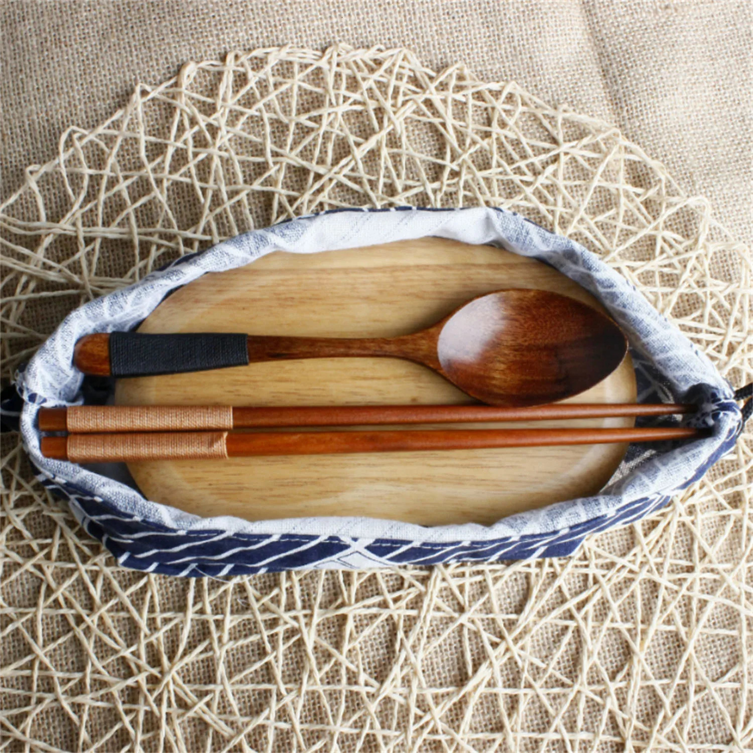 1Pc Japanese Style Drawstring Lunch Box Storage Bag For Travel Picnic Portable Easy Wash Bento Tote Pouch 240925